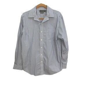 Lauren Ralph Lauren MenSz 16 34/35 Blue Pin Stripe Non Iron  Button Down Shirt